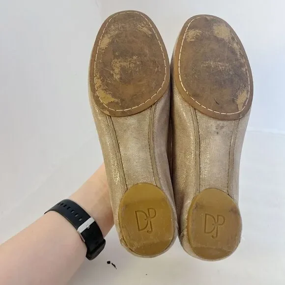 Donald J. Pliner Filo Tan Champagne Metallic Horsebit Loafers Women's Size 10 - Picture 3 of 8